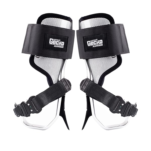 Notch Gecko Aluminum 2.0 Climbers Tree Gaffs, Quick Connect Straps, Reinforced Fiberglass Cuffs, Lightweight 5.3 lbs. Total Weight Limit: 350 lbs. Meets ASTM F887 (41320T) Image